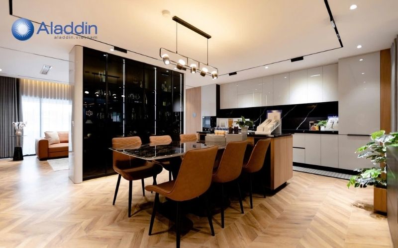 Gian bếp màu nâu cho người mệnh  thổ